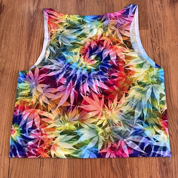 Iheartraves Tie Dye Ganja Leaf Crop Top Small - Picture 6 of 6